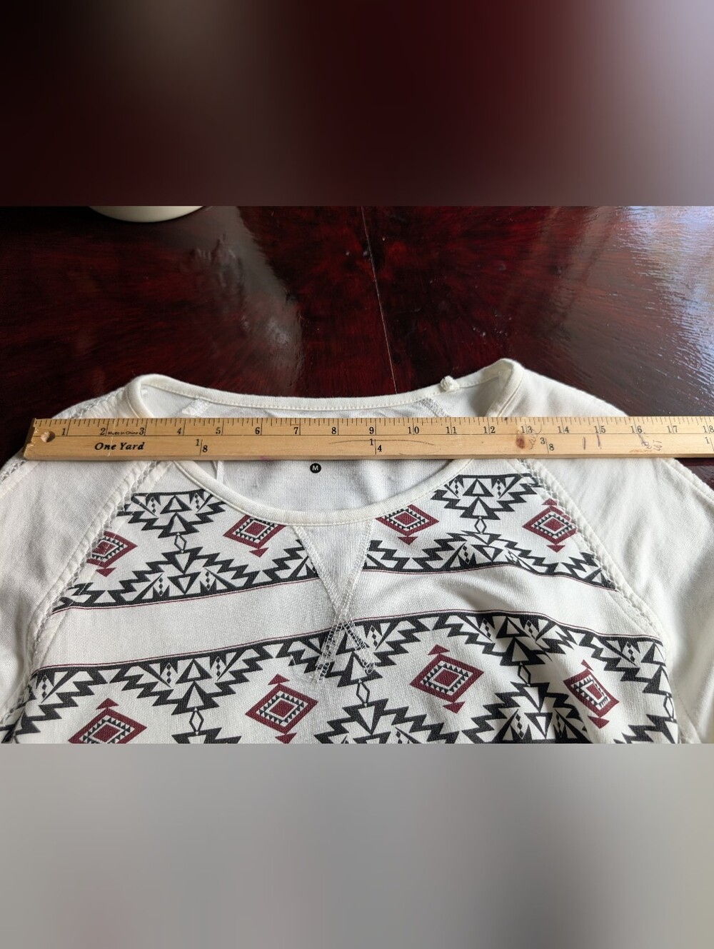 Pendleton Cream Long-Sleeve Dress with Black and Burgundy Aztec Stripe - Picture 3 of 7